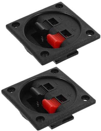 BESPORTBLE Connettore Terminale Altoparlante Quadrato 2 Vie, 2 Pezzi Nero | Abs e Lega di Zinco, Collegamento Facile e Ordinato, per Casse e Subwoofer