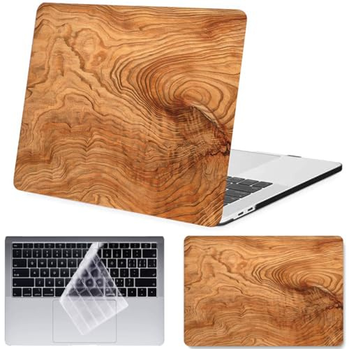 FFBOFFC Laptop Hülle für MacBook Air 13/13.6 Zoll (M4/M3/M2, Modelle 2025-2021 A2681 3240 A3113), Hart Plastikhülle und Tastaturabdeckung, ideal für Arbeit, Reisen und Studium, Hellbraune Holzmaserung
