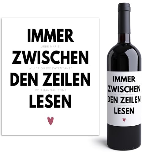 Patentante fragen Willst du meine Patentante sein Weinetiketten personalisiert Geschenk Du wirst Tante Wein Etiketten selbstklebend 2 Stück | 10x12 cm