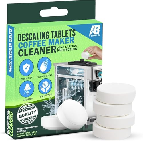 AIBULO Kettle Descaler Tablets (6 Pcs) – Pack of 3 | Limescale Remover for Kettles, Coffee Machines & Steam Irons | Coffee Machine Cleaning & Descaler Tablets Compatible with All Brands