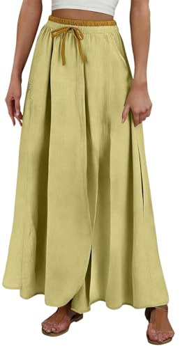 Genérico Falda cómoda para mujer, falda larga de cintura alta y corte ancho, faldas casuales y simples, faldas, versátiles y de moda, para el diario, vestido de estilo minimalista