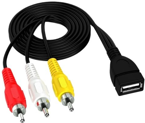 LPIQSPLK Adaptateur USB mâle femelle vers 3 RCA femelle, convertisseur Audio, câble AV vidéo, câble USB vers 2 RCA for HDTV, cordon de télévision(0.2M,USB Female 3RCA Male)