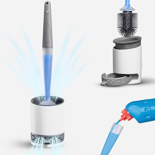 Cepillo de limpieza de inodoro, cepillo de inodoro de silicona con dispensador de jabón, cepillo de limpieza profunda montado en la pared, herramienta de limpieza duradera para baño, ideal para el