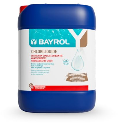 BAYROL Chloriliquide 20 L Flüssigchlor - Anorganisches Chlor flüssig für Pool - Ideal für Pool Dosieranlage - ohne Cyanursäure - Chlorbleichlauge - Chlor Pool