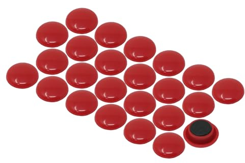 Grandes Imanes de Oficina de Planificación Roja para Refrigerador, Pizarra, Tablero de Anuncios, Archivador - 40mm de Diámetro x 8mm de Alto - Paquete de 12