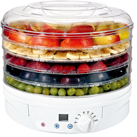 Artus Essicatore digitale per alimenti, 230-260W, 5 scomparti, diametro 32 cm, Bianco