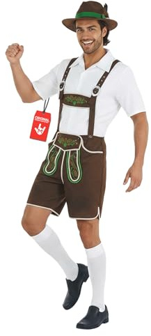 fun shack Mens Lederhosen Oktoberfest Costume, German Outfit for Men, Traditional Oktoberfest Attire, Festive Wear, Large