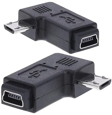 CY 2 Stück USB-Adapter, 5-polige Mini-USB-Buchse auf Micro-USB-Stecker, 90 Grad nach links & rechts gewinkelt.