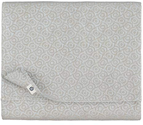 Linen & Cotton Jacquard Damast Tischdecke Stoff Cervo - 100% Leinen, Hellblau Blau Beige (147 x 250 cm) Tischtuch Tischwäsche Eckig Ornamente für Haus Home Küche Dekoration Esszimmer Wohnzimmer