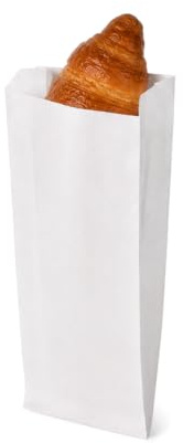 Palucart 200 Sacchetti di Carta per Alimenti colore Bianco, misura 12x26 cm, Buste in carta Kraft per Trasporto di Cibi e Oggetti - M