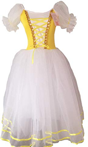 Vestito tutù Saggio Danza Degas Ragazza e Donna Giselle - Girl Ballet Tutu Dress DEGAS03 (Giallo - Yellow, S)