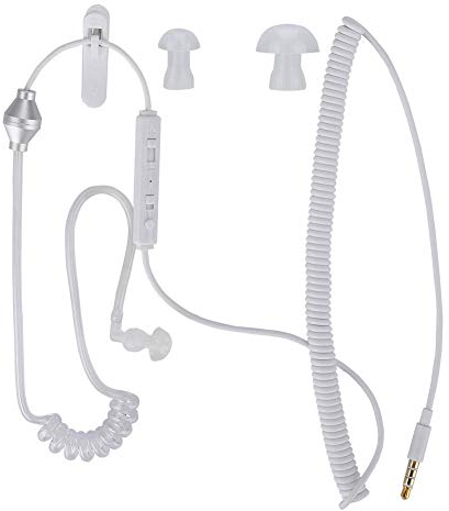 Tosuny Auricular de Tubo de Aire antirradiación de 3.5 mm Auricular estéreo Carrete Unilateral Mini micrófono Incorporado para Seguridad, restaurantes, hoteles