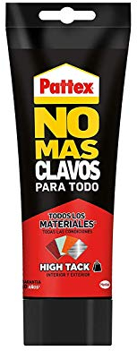 Pattex No Más Clavos Para Todo HighTack, adhesivo de montaje resistente a temperaturas extremas, pegamento fuerte en superficies húmedas, adhesivo blanco, 1 tubo x 340 g