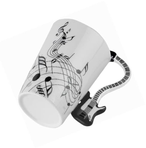 eKsdf Lustige Keramik Kaffeetasse Musik Kaffeebecher mit Gitarren Henkel | 280 ml Teetasse Kakaotasse Geschenktasse für Männer Frauen