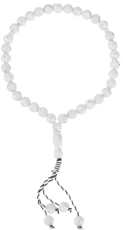 Amosfun 33 Perlen 10mm Harz Gebetskette Mit Strass FüR Ramadan Eid Muslimische Dekoration, Weiß