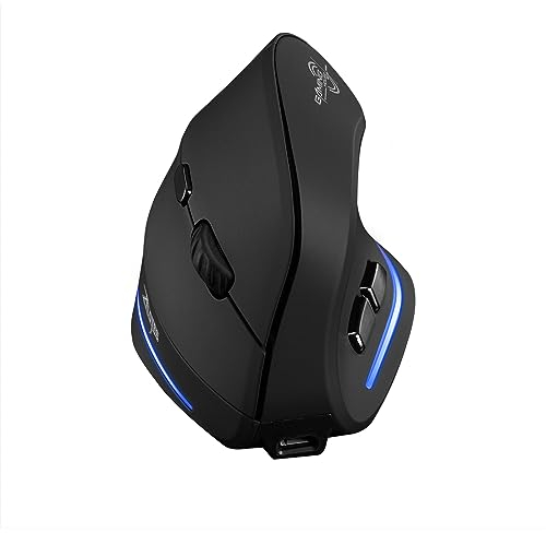 zelotes Ergonomic Wireless Mouse,Rechargeable,2400DPI,6 Buttons,Prevention Against Mouse Arm,2.4GHz with USB Nano Receiver, Optical Portable Mouse for Laptop,PC,Mac,Black