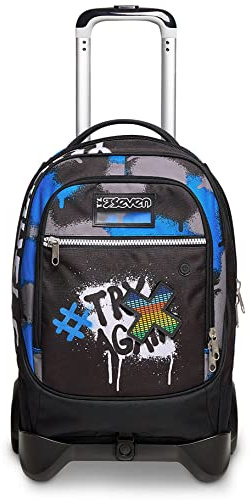 Seven TROLLEY, Rucksack mit Trolleyfunktion, Schulranzen mit Rollen, 3 in 1, Abnehmbarer Rucksack, ab 1. Klasse, für Schule, Gymnasium, Reisen&Freizeit, Mädchen&Jungen, mehrfarbig, JACK-2WD YOURS.BOY