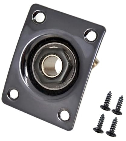 Square Metal 1/4 Output Jack Plate Input Jack Socket for Electric Guitar Bass (Black)