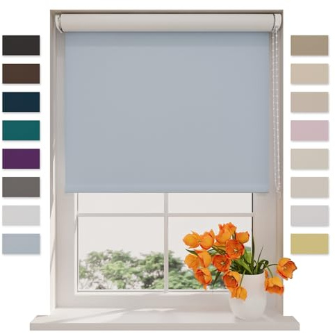 DTCH® Verdunkelungsrollo, hellblau, 110 x 190 cm | Für Fenster, 100% verdunkelnd, Wand- oder Deckenmontage, Klemmfix separat erhältlich, Breiten bis 240 cm, kindersicher