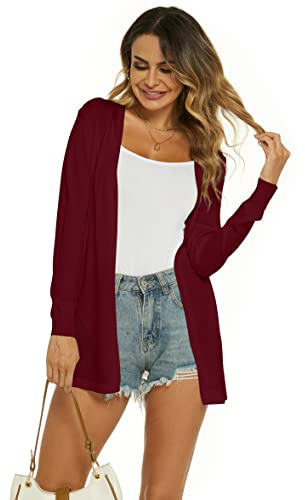 Ietaoo Cardigan Lungo Donna Elegante Manica Lunga Giacca Cardigan Casual Maglia Cappotto Leggero Aperto Davanti Cardigan per Estivo Primavera