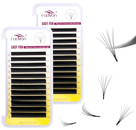 2 Box Selbstfächernde Wimpernverlängerung Easy Fan Lashes Einzelne Volumen Wimpern für Volumentechnik von Fadvan Russian Natural Curl Professionelle Wimpernextensions (2x 0.05-D-MIX(8-14))