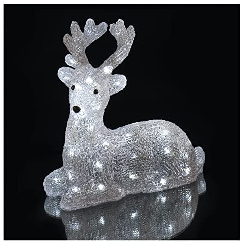 EMOS Aratrio luminoso in acrilato con 40 LED, decorazione natalizia originale, bianco freddo, IP44, per esterni, cavo da 5 m + alimentatore, 10000 ore, timer 6/18h, 2,1 Watt