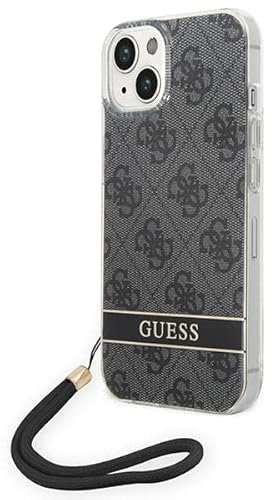Guess GUOHCP14SH4STK Hülle für iPhone 14 6,1 schwarz/Black hardcase 4G Print Strap