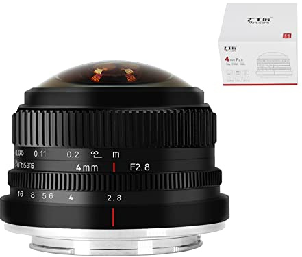 7artisans 4 mm F2.8 Fischaugen-Kameraobjektiv, Ultra-Weitwinkel, APS-C, manueller Fokus, Prime-Objektiv, kompatibel mit Sony E-Mount Kameras A6300 A6400 A6500 NEX-3 NEX-3N NEX-5T NEX-5R