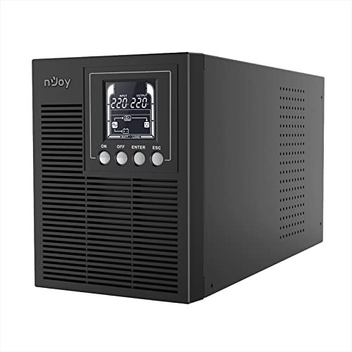 NJOY Echo Pro 1000 Gruppo di Continuità Server 1000VA 800 Watt, Doppia Conversione Online Onda Sinusoidale Pura, 3 Uscite Schuko, USB, RS232, EPO, Slot SNMP, 2 Batterie 12V-7Ah - Garanzia 3 Anni