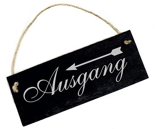 Ausgang Schild mit Pfeil Links oder Rechts - Schiefertafel graviert Richtungspfeil Türschild 22 x 8 cm (Pfeil links)