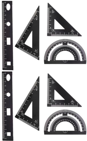 Operitacx 2 Sätze 4tlg Lineal Gerades Linealwerkzeug Mathematisches Geometriewerkzeug Winkelmesser Studenten Herrscher Lineares Lineal Mini-lineal Kind Vierteiliges Set Metall