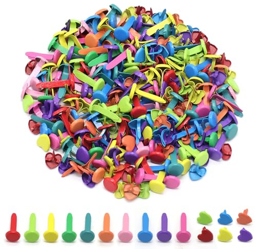 200 Stück bunte Pastell-Clips, mit 100 runden und 100 herzförmigen Bändern, Papierbinder, für Scrapbooking, Kartenherstellung, Handwerk, Kinder