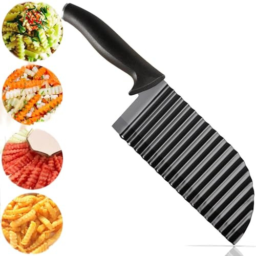Wavy Potato Knife/Stainless Steel Waves French Fries Slicer Handheld Chipper Chopper/Vegetable Salad Chopping Cutter/Crinkle Home Kitchen Cutting Tool