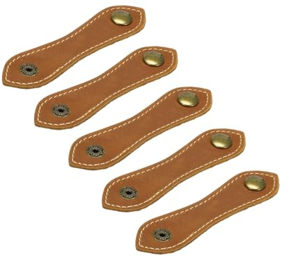 sourcing map 5Pcs Leather Cable Straps Cord Organizer 100x20mm Cable Ties Portable Cable Management for USB Cable, Headphone Wire, Red