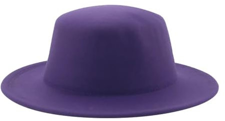 SOYNIA Fedora Trilby Filzhut Hut Fedora-Hüte Für Damen Filzhut Accessoires Damenhut Einfarbig Flache Oberseite Formelle Herrenkappen Hochzeit 56–58 cm (Erwachsene) Lila