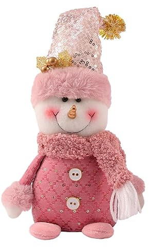 Modern Statue Pink Christmas Desktop Gift Ornaments Fawn Snowman Santa Window Props Decoration Supplies Doll Dolls Garden Gnome Statues and Figurines Outdoors (C, One Size) charitable