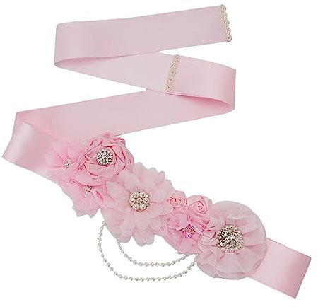 WRITWAA 2 Gürtel - -Bauchband Mutterschaftsschärpe Perlendekor Accessoires für Damen bride schärpe fensterlüfter hochzeitsdeko Hüftgurt Bund Schleife Rosa