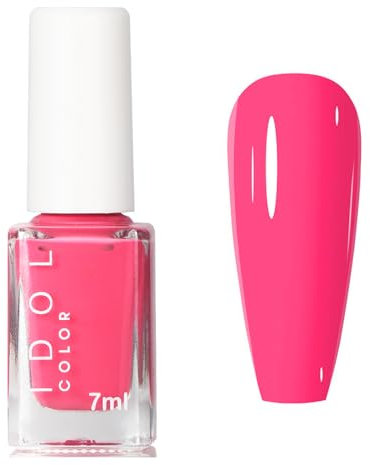 Hot Pink Nail Polish, 7 ML Pink Color Nail Varnish, Bright Pink Long Lasting Chip Resistant No Need UV LED Nail Lamp Polish Nail Art Manicure Salon DIY Home