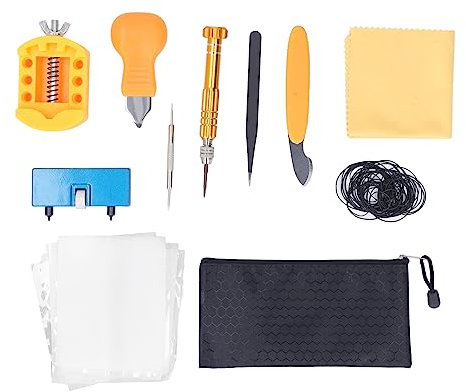 NDNCZDHC Uhrenbatterie-Austauschset, Uhrenarmband-Austauschwerkzeug mit Aufbewahrungstasche, Uhrenschlüssel, Uhrengehäuseöffner, Handbohrmaschine, Pinzette