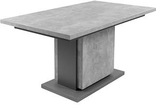 möbelando Tisch >Britta< mit Auszug in Beton-Optik 140-190 x 75 x 80 cm (BxHxT)