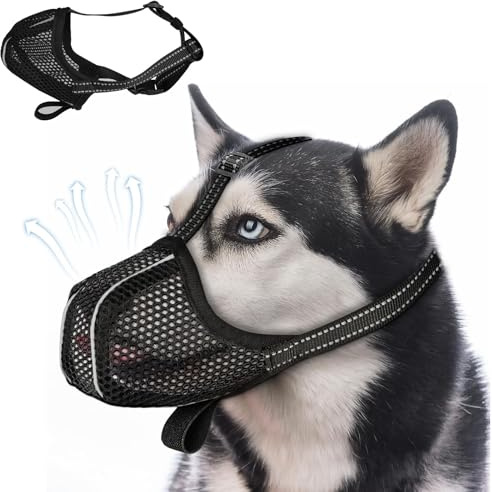 DOINEUFL Maulkorb Mittlere Hunde, Maulkorb Kleine Hunde, Reflektierend Mesh Maulkorb für Große Hunde Schäferhund Labrador, Maulkorb Giftköderschutz Hund, Maulkörbe für Hunde mit Verstellbarer (M)