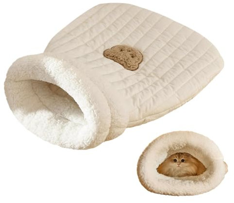 Janurium Haustiermatte, Wärmekissen, Katzenbett, Höhle, Katzenbett, weiches und waschbares Design, Katzenschlafsack, einfacher Zugriff, Design für Katzen und kleine Hunde