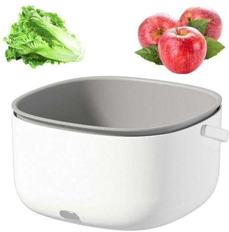 ZbOLi Vegetable Washing Machine, 5L Ultrasonic Vegetable Cleaner Machine with Handle & Drain Basket, Portable Water-proof Fresh Produce Washer, 360 Degree Cleaning, for Fruits, Vegetables, Meat
