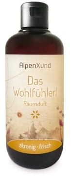 AlpenXund Raumduft Das Wohlfühlerl, Duftrichtung Zitronig-Frisch, Diffuser-Nachfüllpackung 250ml