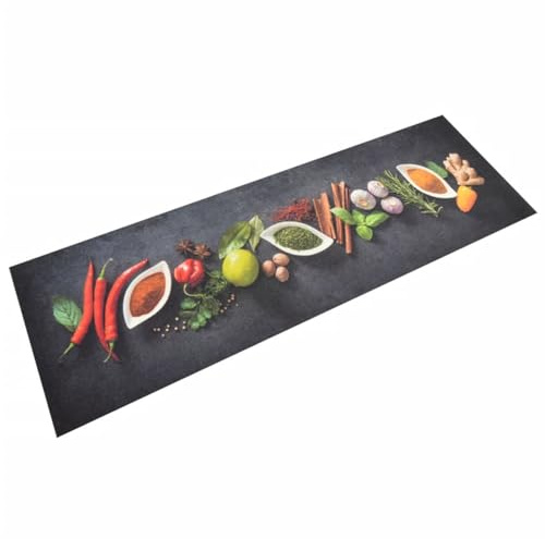 Xichuzi Küchenteppich Waschbar Gewürze 60x180 cm Samt, Teppich Küche, Küchenläufer, Läufer Küche, Teppich Für Die Küche, Teppich Läufer