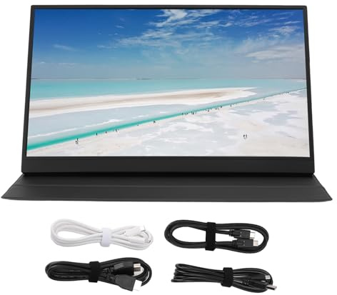 Pongnas Monitor Portátil de 17,3 Pulgadas y 2,5 K, Pantalla IPS con Resolución de 2560x1440P, Delgado y Liviano, SRGB, Soporte Ajustable, USB C Dual, Interfaz HD,