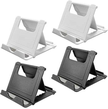 SGERUFZ 4 Pezzi supporto cellulare da tavolo, supporto cellulare pieghevole, supporto universale per smartphone e tablet (nero e rosso)