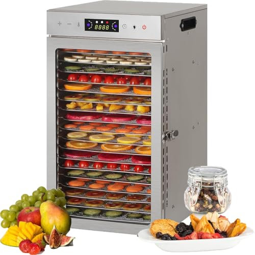 Multifunctional Dehydrator Food Dryer, 6/8/12/18-Tray Commercial Drying Cabinet, Fruit Dryer Machine for Vegetables, Mushroom, Dog Treats, Bacon,18-Tray
