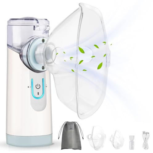 Gindoly Inhalator,Inhalationsgerät tragbar Vernebler Set,Geräuscharmes Inhalator mit Mundstück,Inhalator Vernebler für Kinder und Erwachsene,Inhalator mit Mundstück，USB wiederaufladbar-Violett