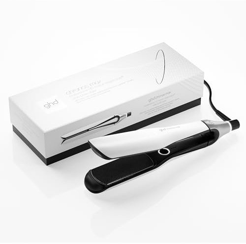 ghd Chronos Max - Wide Plate Hair Straighteners, 3X Faster Hair Styling in One Stroke for 90% More Shine, 2.5X Less Frizz Lasting 24hr, No Extreme Heat Damage, Ideal for Thick & Curly Hair, UK - White